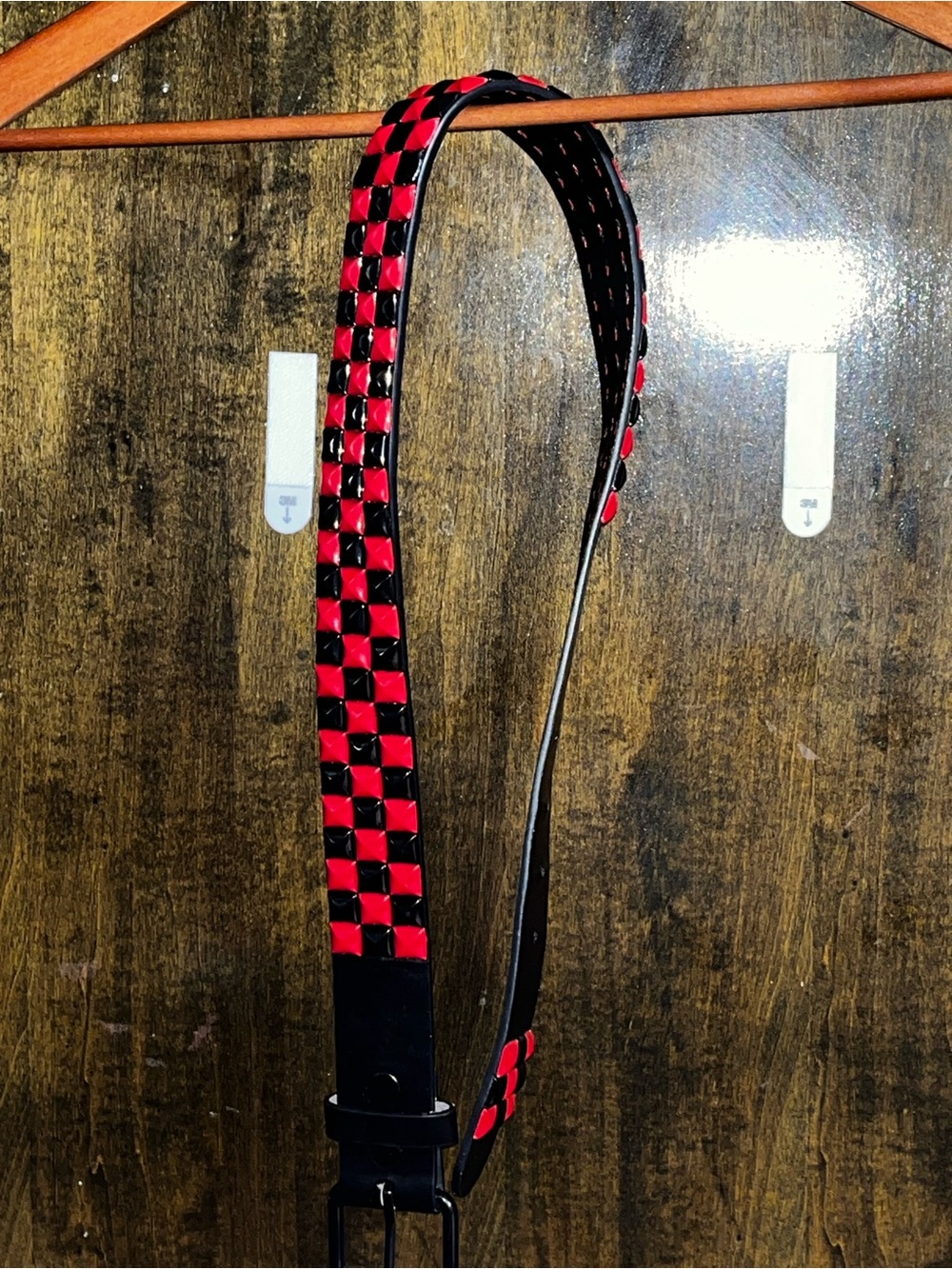 Vintage Hot Topic Red & Black Studded Pyramid Belt